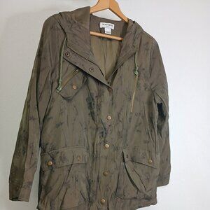 Glamorous Dark Green Hooded Jacket with abstract print size small